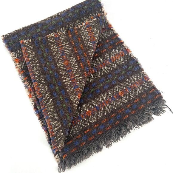 Vintage Munrospun Wool Plaid Table Runner Scottish Brown  Fringe - Picture 1 of 8